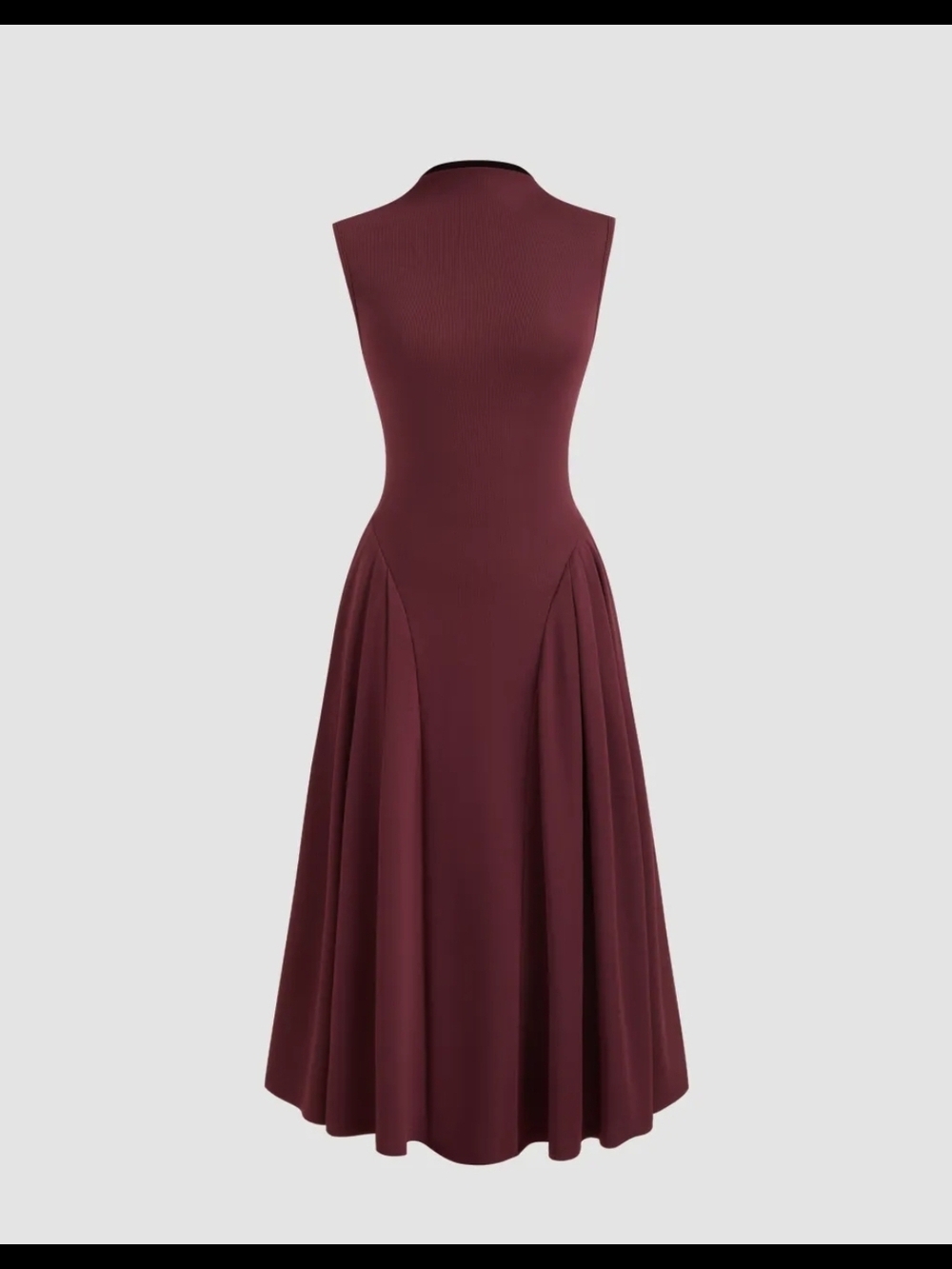 Sleeveless Midi Dress in Deep Burgundy